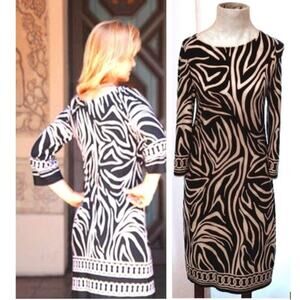 Glamour Zebra Dress Sz 8 BLACK & WHITE Exotic Lightweight Glam Cocktail Workwear